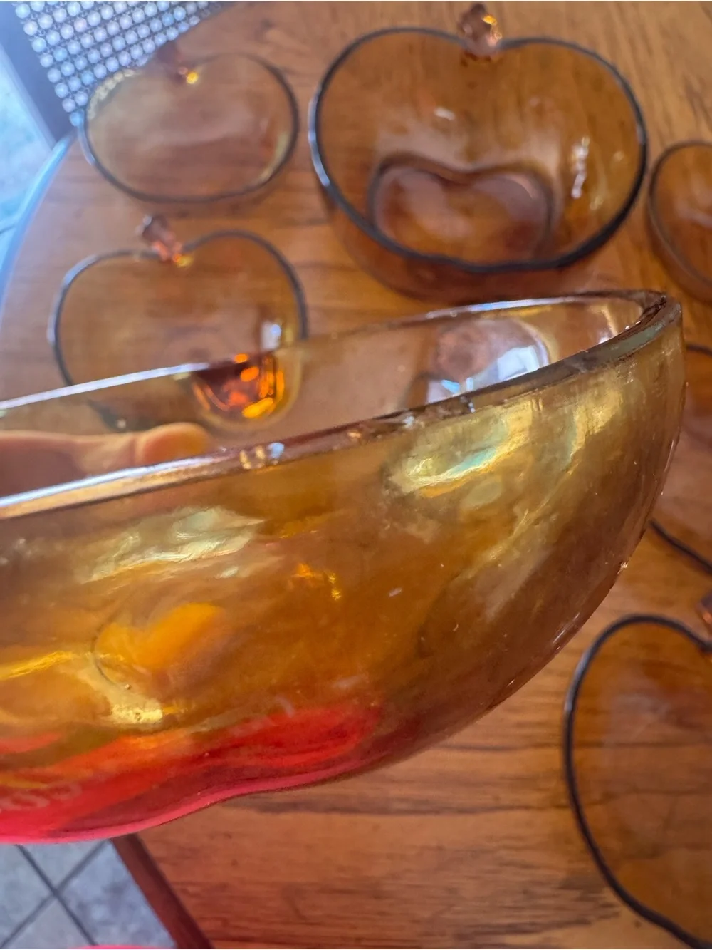 Amber Glass Apple Bowls - Set of 8